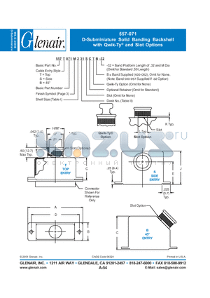 557S071M datasheet - D-Subminiature Solid Banding Backshell