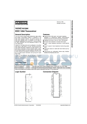 74VHC161284MEAX datasheet - IEEE 1284 Transceiver