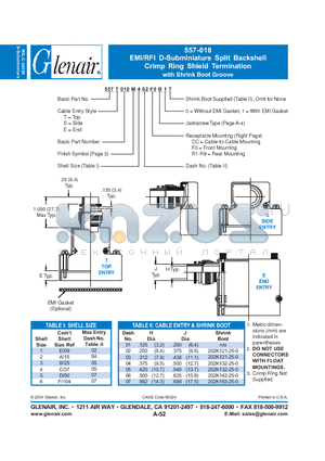 557T108M datasheet - EMI/RFI D-Subminiature Split Backshell