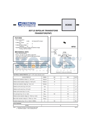 BC858C datasheet - SOT-23 BIPOLAR TRANSISTORS TRANSISTOR(PNP)