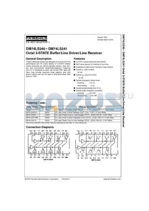 DM74LS240WM datasheet - Octal 3-STATE Buffer/Line Driver/Line Receiver