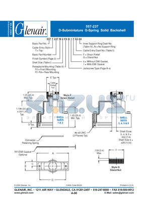 557T237M datasheet - D-Subminiature G-Spring Solid Backshell