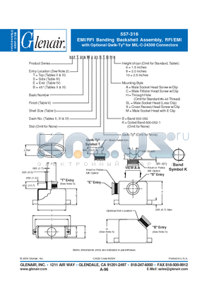 557T316M datasheet - EMI/RFI Banding Backshell Assembly