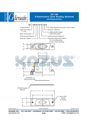 557T196M datasheet - D-Subminiature Solid Banding Backshell