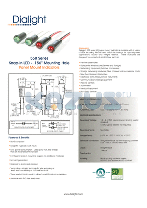 558-0101-001F datasheet - 558 Series Snap-in LED - .156 Mounting Hole