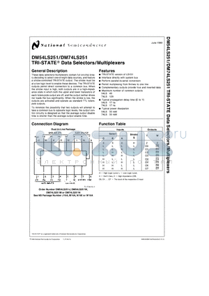 DM74LS251M datasheet - TRI-STATE Data Selectors/Multiplexers