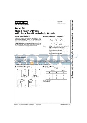 DM74LS26 datasheet - Quad 2-Input NAND Gate with High Voltage Open-Collector Outputs