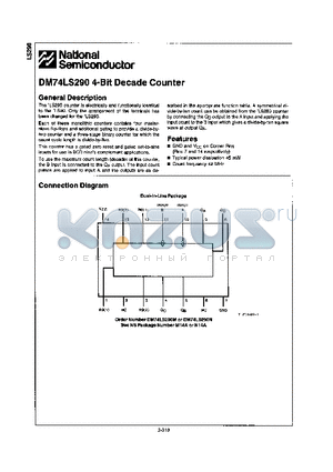 DM74LS290 datasheet - 4-BIR DECADE COUNTER
