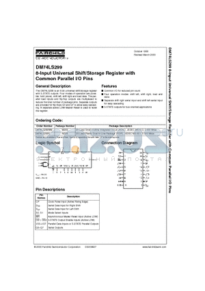 DM74LS299 datasheet - 8-Input Universal Shift/Storage Register with