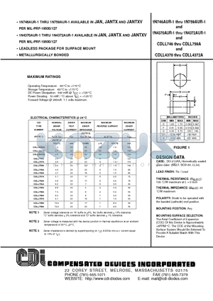1N758AUR-1 datasheet - LEADLESS PACKAGE FOR SURFACE MOUNT