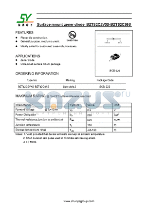 BZT52C10S datasheet - Surface mount zener diode