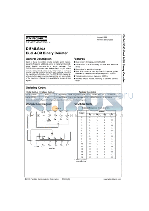 DM74LS393M datasheet - Dual 4-Bit Binary Counter