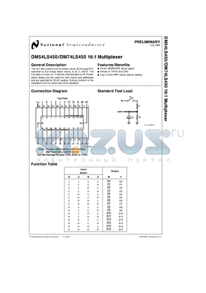 DM74LS450 datasheet - 16:1 Multiplexer