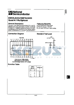 DM74LS453 datasheet - QUAD 4:1 MULTIPLEXER