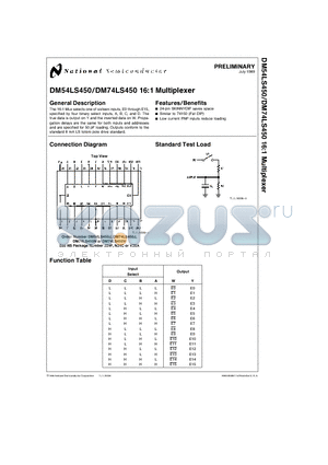 DM74LS450V datasheet - 16:1 Multiplexer
