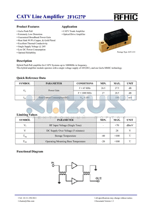 2F1G27P datasheet - CATV Line Amplifier