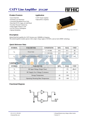 2F1G20P datasheet - CATV Line Amplifier