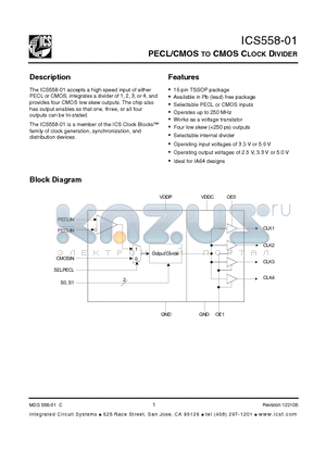 558G-01LF datasheet - PECL/CMOS TO CMOS CLOCK DIVIDER