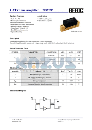 2F8723P datasheet - CATV Line Amplifier