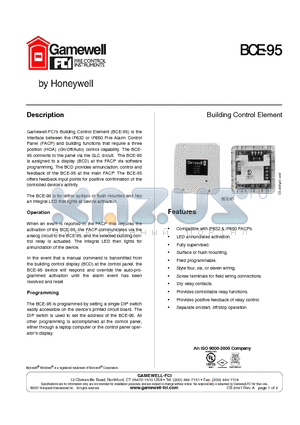 BCE-95 datasheet - Building control element device