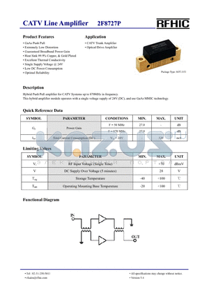 2F8727P datasheet - CATV Line Amplifier