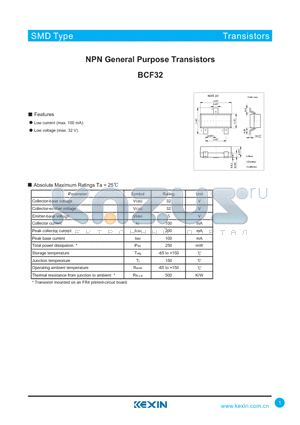 BCF32 datasheet - NPN General Purpose Transistors