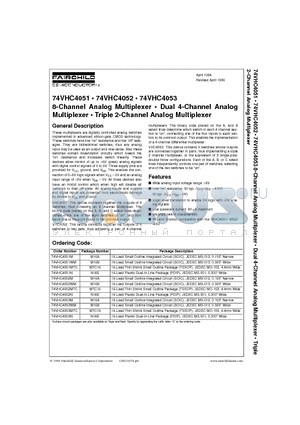 74VHC4053MTC datasheet - 8-Channel Analog  Multiplexer  Dual 4-Channel Analog Multiplexer, Triple 2-Channel Analog Multiplexer