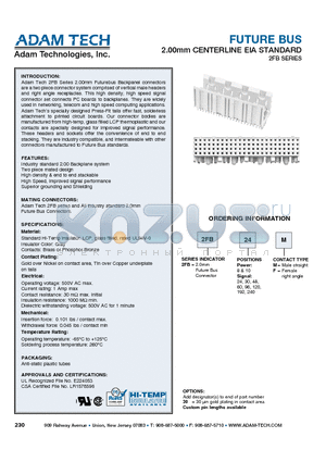 2FB10F datasheet - FUTURE BUS 2.00mm CENTERLINE EIA STANDARD