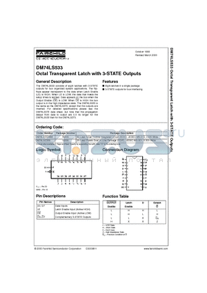 DM74LS533WM datasheet - Octal Transparent Latch with 3-STATE Outputs