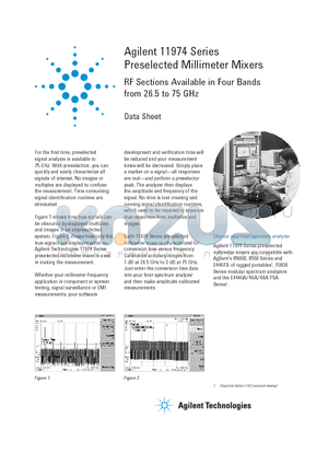 11974A datasheet - Preselected Millimeter Mixers RF Sections Available in Four Bands from 26.5 to 75 GHz