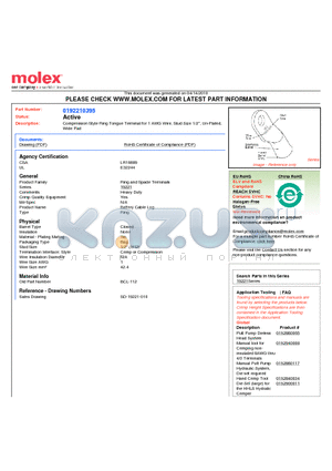 BCL-112 datasheet - Compression Style Ring Tongue Terminal for 1 AWG Wire, Stud Size 1/2