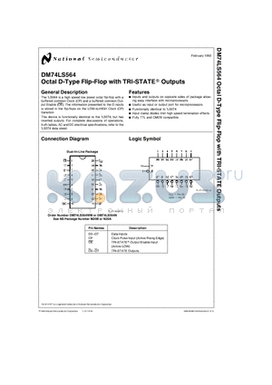 DM74LS564WM datasheet - Octal D-Type Flip-Flop with TRI-STATE Outputs