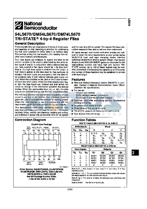 DM74LS670 datasheet - TRI-STATE 4-BY-4 REGISTER FILES