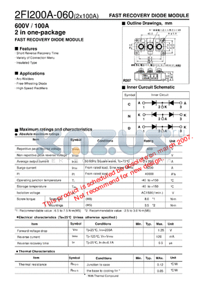 2FI200A-060_01 datasheet - FAST RECOVERY DIODE MODULE