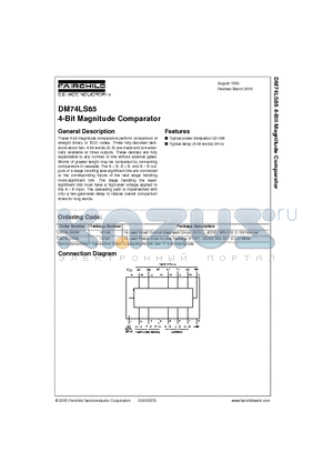 DM74LS85 datasheet - 4-Bit Magnitude Comparator