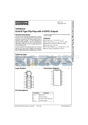 74VHC574MTC datasheet - Octal D-Type Flip-Flop with 3-STATE Outputs