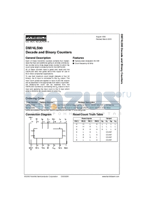 DM74LS90M datasheet - Decade and Binary Counters