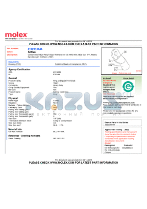 BCL-4014-PL datasheet - Compression Style Ring Tongue Terminal for 4/0 AWG Wire, Stud Size 1/4