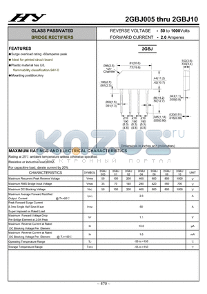 2GBJ06 datasheet - GLASS PASSIVATED BRIDGE RECTIFIERS