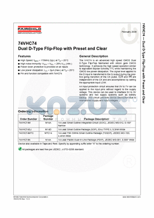 74VHC74N_08 datasheet - Dual D-Type Flip-Flop with Preset and Clear