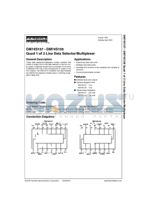 DM74S157 datasheet - Quad 1 of 2 Line Data Selector/Multiplexer