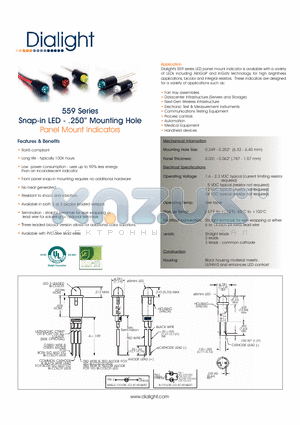 559-5501-001F_12 datasheet - 559 Series Snap-in LED - .250 Mounting Hole