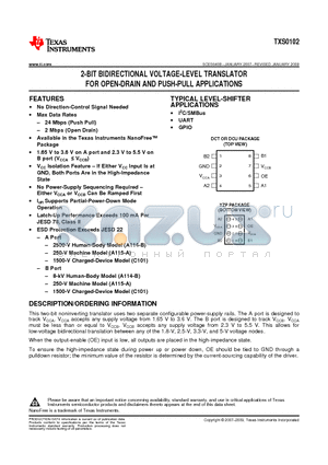 2H_ datasheet - 2-BIT BIDIRECTIONAL VOLTAGE-LEVEL TRANSLATOR FOR OPEN-DRAIN AND PUSH-PULL APPLICATIONS