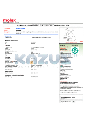 BCL-8516-WP datasheet - Compression Style Ring Tongue Terminal for 8 AWG Wire, Stud Size 5/16