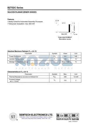 BZT52C18 datasheet - SILICON PLANAR ZENER DIODES