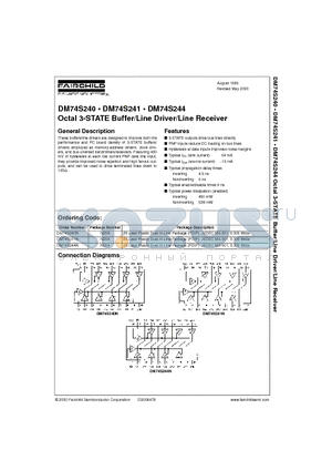 DM74S241N datasheet - Octal 3-STATE Buffer/Line Driver/Line Receiver