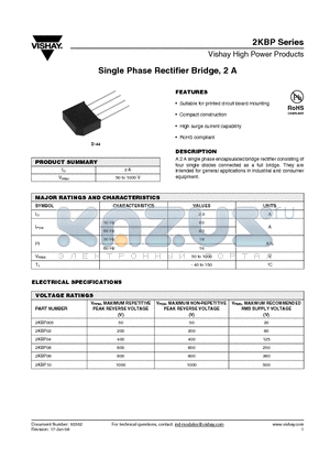 2KBP datasheet - Single Phase Rectifier Bridge, 2 A