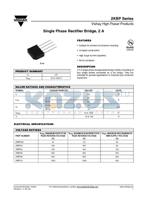 2KBP005 datasheet - Single Phase Rectifier Bridge, 2 A