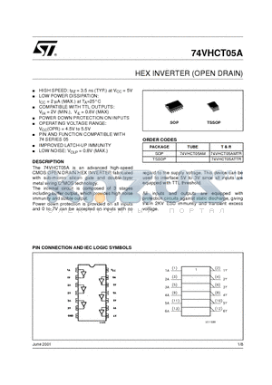 74VHCT05AT datasheet - HEX INVERTER (OPEN DRAIN)