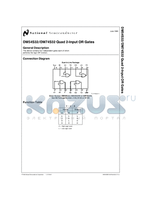 DM74S32N datasheet - Quad 2-Input OR Gates